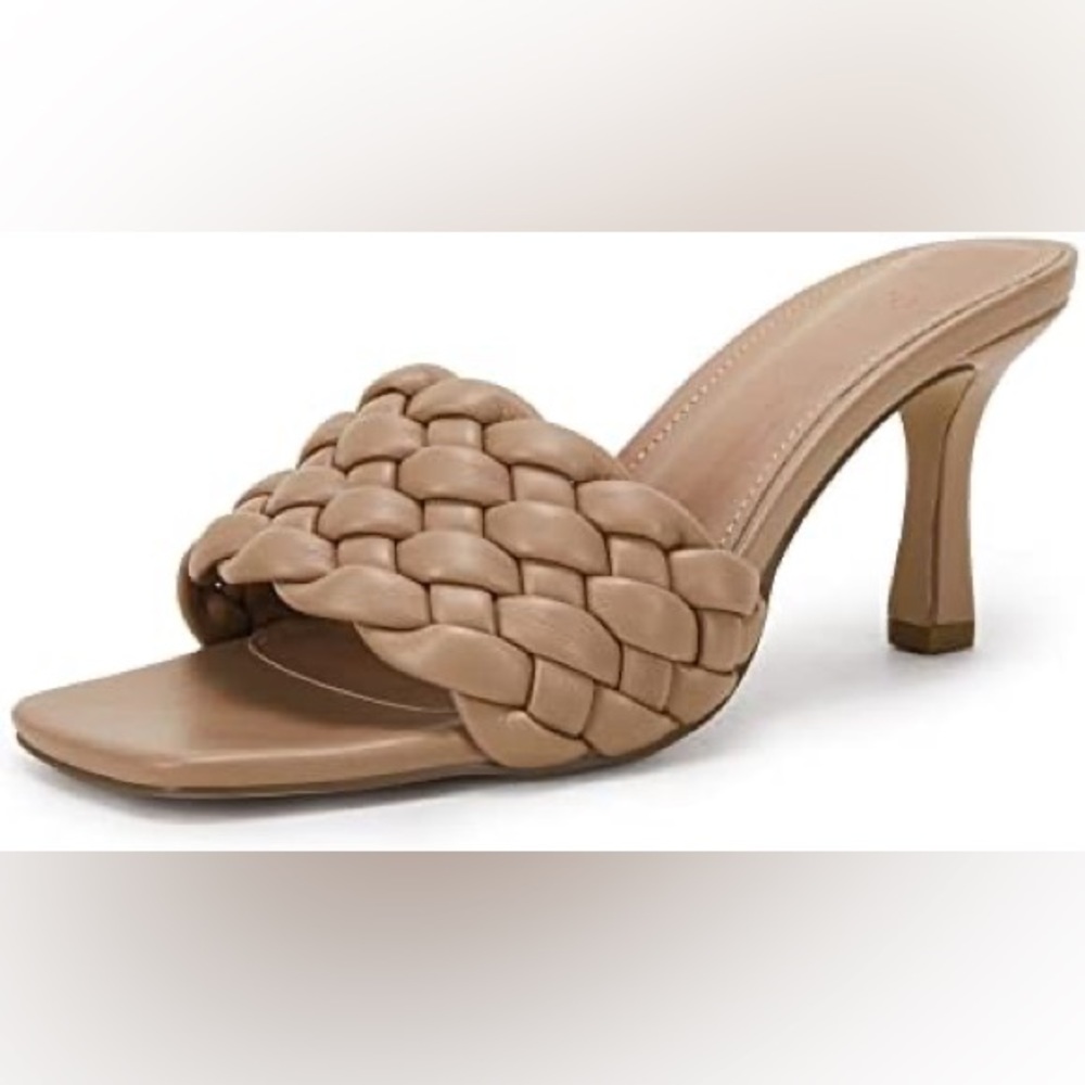 Express Slip on Quilted Kitten Heel Woven Tan Nude